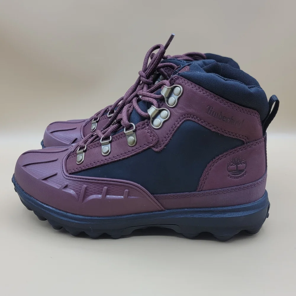 Timberland Converge Shell Toe Boys Boots Size 4Y Burgundy Black Nubuck New